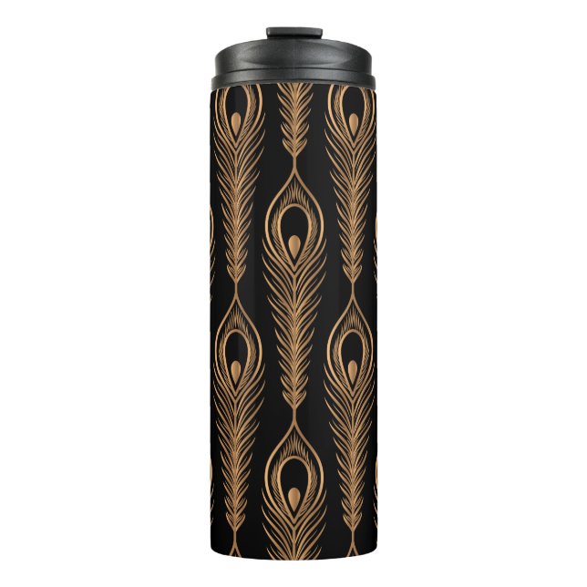 Garrafa Térmica Penas de peacock com um padrão de luxo sem soldadu (Frente)