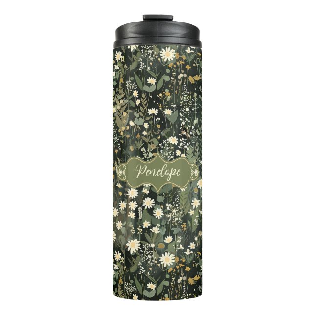 Garrafa Térmica Penelope Dark Daisy Floral (Frente)
