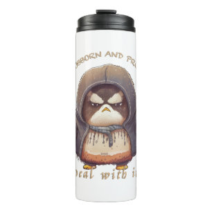 Garrafa Térmica Penguin Stubborn Lida Com Ele Engraçado Adorável