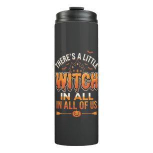 Garrafa Térmica Pequena Bruxa Tipografia de Halloween Witch Typogr