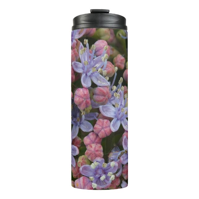 Garrafa Térmica Pequenas flores de Hydrangea Padrão Tumbler Térmic (Frente)