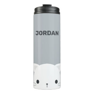 Garrafa Térmica Pequeno Gato Bonito com Nome Personalizado