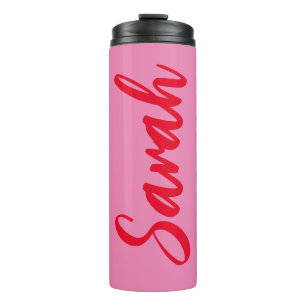 Garrafa Térmica Personalizado em Rosa e Vermelho em Negrito
