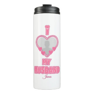 Garrafa Térmica Personalizado Eu Amo Meu Marido - Adicionar Fotogr