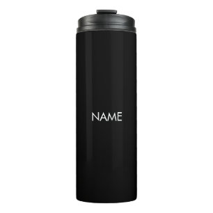 Garrafa Térmica Personalizar com nome, branco preto minimalista de