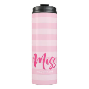 Garrafa Térmica Personalizar com o nome Miss Pink Strips
