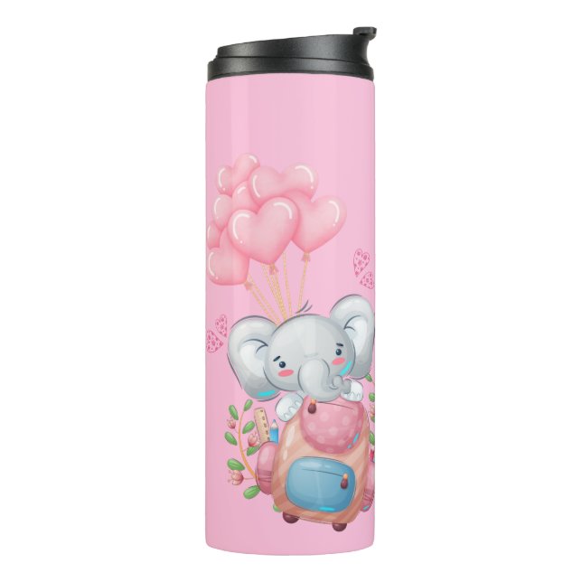 Garrafa Térmica Personalizar | Elefante Cor-de-rosa (Giro à esquerda)