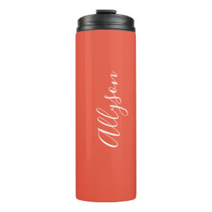 Garrafa Térmica Personalizar Nome Roteiro Branco Vertical, Vermelh