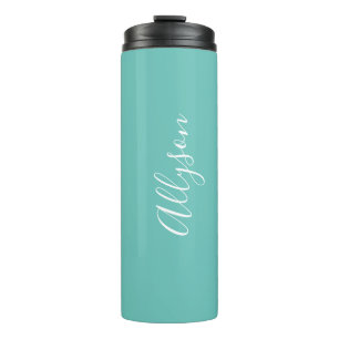 Garrafa Térmica Personalizar Nome, Script Branco Vertical, Azul Cl