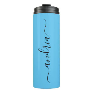 Garrafa Térmica Personalizar o Nome do Script Preto Vertical, Azul