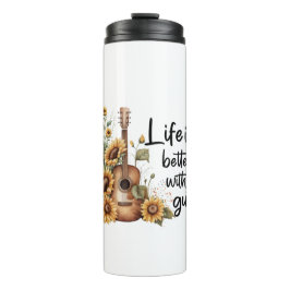 Garrafa Térmica Personalizar o nome do violão com girassol