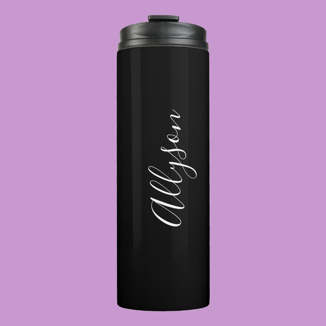 Garrafa Térmica Personalizar o nome vertical no script branco em p (Criador carregado)