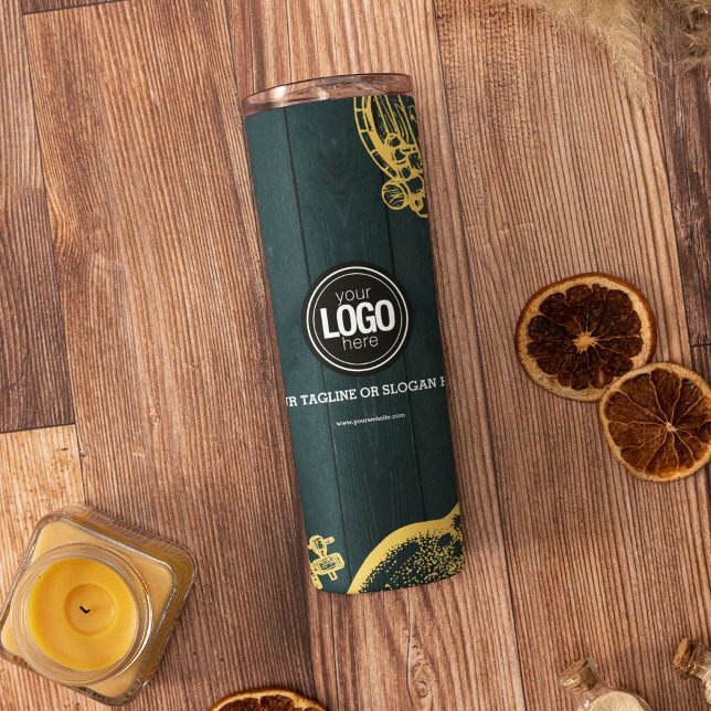 Garrafa Térmica Personalizar o tema de cervejaria verde escura par (Criador carregado)