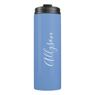 Garrafa Térmica Personalizar Script Branco Vertical, Azul