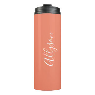 Garrafa Térmica Personalizar Script Branco Vertical, Salmão