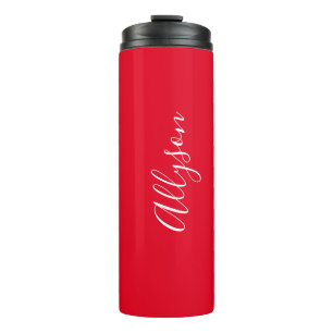 Garrafa Térmica Personalizar Script Branco Vertical, Vermelho