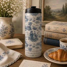 Garrafa Térmica Personalizar Toile de Campo Francês em Azul Empoei