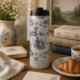 Garrafa Térmica Personalizar Toile de Campo Francês em Azul Empoei
