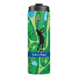 Garrafa Térmica Personalize a mulher Golfer Thermal Tumbler