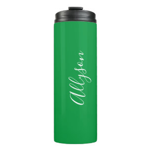 Garrafa Térmica Personalize Nome Wht Script Vertical, Kelley Verde