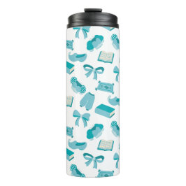 Garrafa Térmica Personalized Bookish Girly Teal Cute Bow Name 