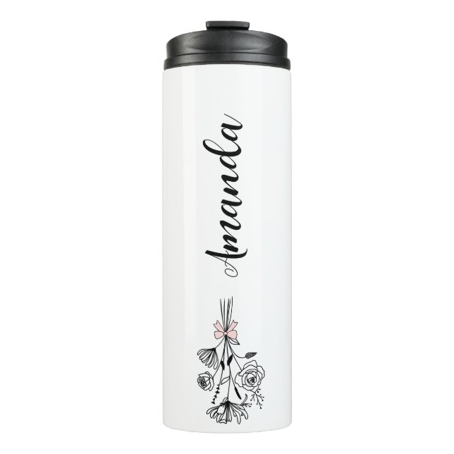 Garrafa Térmica Personalized Floral Name Birth Month Flower (Frente)