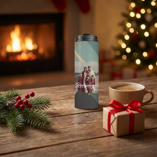 Garrafa Térmica  Personalized happy holidays family photo water (Criador carregado)