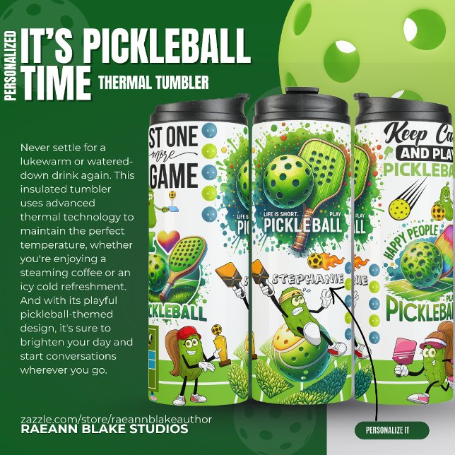 Garrafa Térmica Personalized "It's Pickleball Time" (Criador carregado)