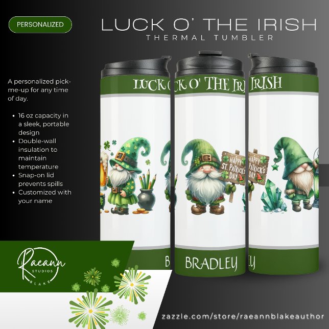 Garrafa Térmica Personalized Luck O' the Irish Thermal Tumbler (Criador carregado)