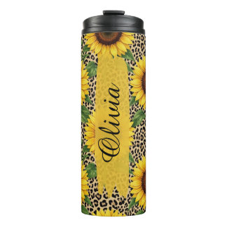 Garrafa Térmica Personalized Sunflower Leopard 16oz Thermal Cup