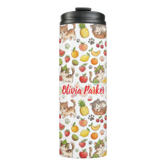 Garrafa Térmica Personalized Whimsical Cats & Summer Fruit