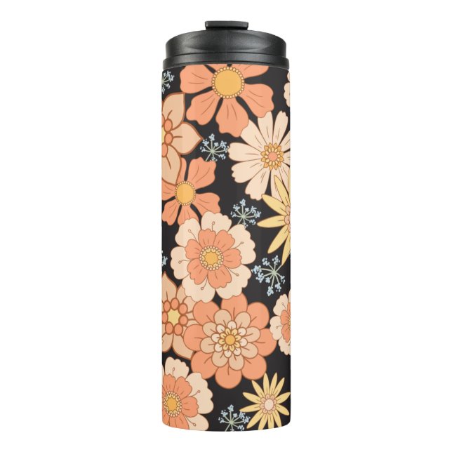 Garrafa Térmica Pêssego Retro Floral (Frente)