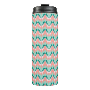 Garrafa Térmica Pêssego Rosa Yukka E Padrão ZigZag Verde
