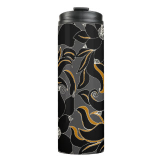 Garrafa Térmica Petais da meia-noite - Padrão Floral Elegante