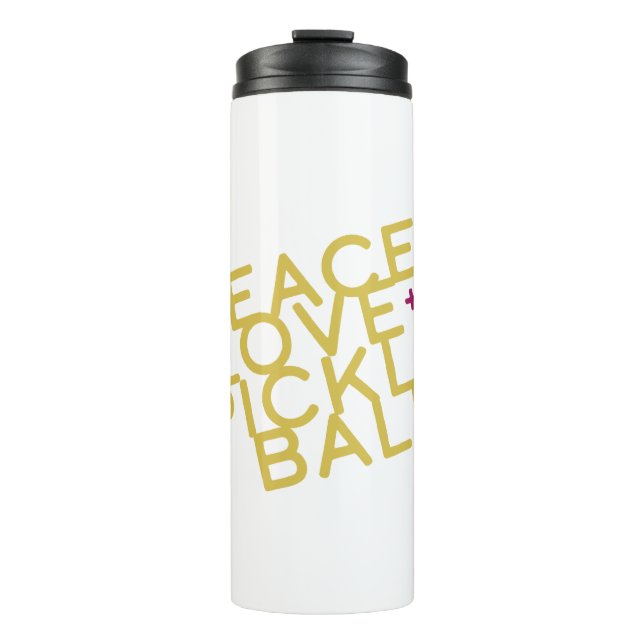 Garrafa Térmica Pickleball Peace and Love Yellow (Frente)