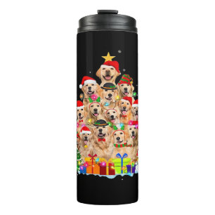 Garrafa Térmica Pijama de Natal Retriever Dourado Árvore Presente
