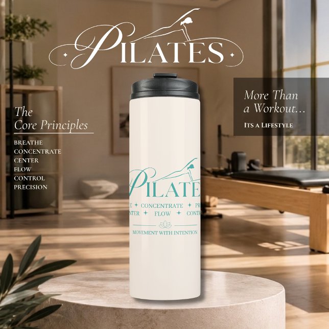 Garrafa Térmica Pilates de Luxo | Os Princípios Básicos Verde (Luxury Pilates _ The Core Principles Green Thermal Tumbler )