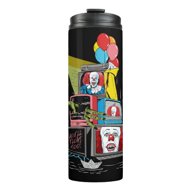 Garrafa Térmica Pilha de TV Classic Pennywise - Você flutuará muit (Frente)