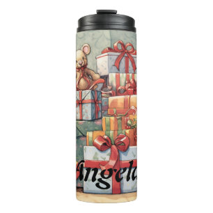 Garrafa Térmica Pilha Festiva de Presentes de Natal