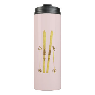 Garrafa Térmica Pincéis E Polos Rosa   Ilustração de Esqui Vintage