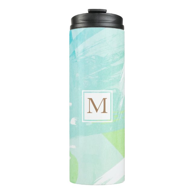 Garrafa Térmica Pincel de Aquarela Traço Monograma Tumbler Térmico (Frente)