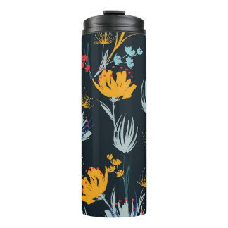 Garrafa Térmica Pincel Floral Contrastada: Preto Sem Vista