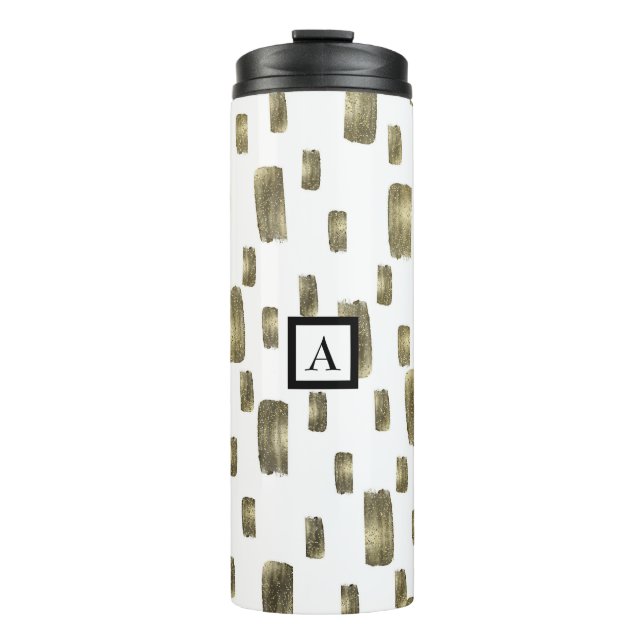 Garrafa Térmica Pincel Moderno Dourado Bronze Cobre Brilho (Frente)