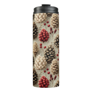 Garrafa Térmica Pinecones e Berries Vermelhos