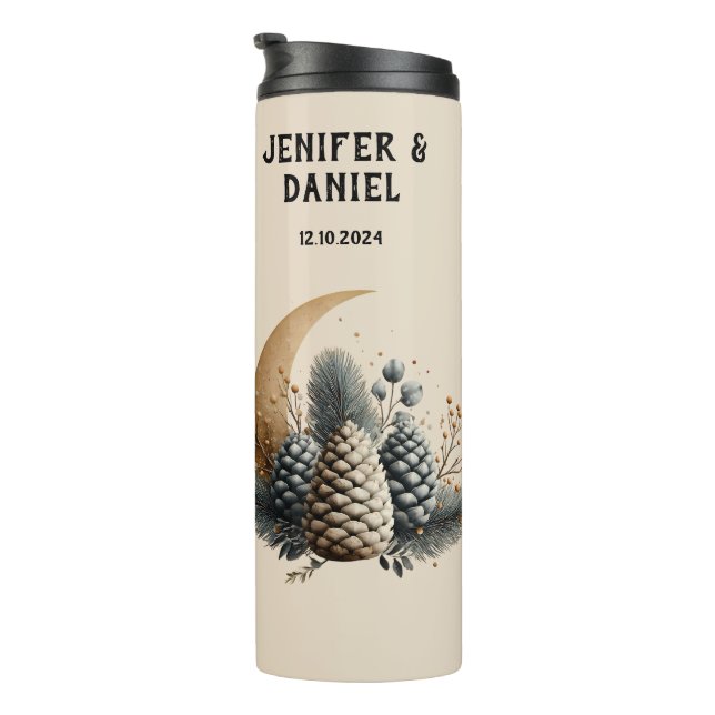 Garrafa Térmica Pinecones e Crescent Moon Winter Love (Rotação à direita)