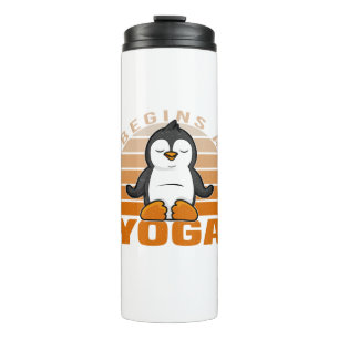 Garrafa Térmica Pinguim giro engraçado fazendo yoga. poses engraça