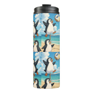 Garrafa Térmica pinguins saltadores jogando volei