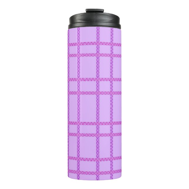 Garrafa Térmica Pink and purple flower checkered pattern (Frente)