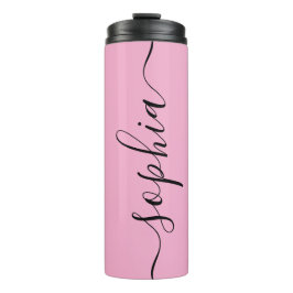 Garrafa Térmica Pink Chic Script Custom Name Thermal Tumbler