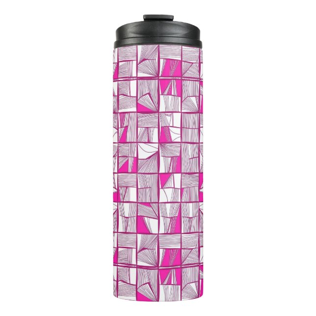Garrafa Térmica Pink & Magenta Geometric Block Pattern  (Frente)